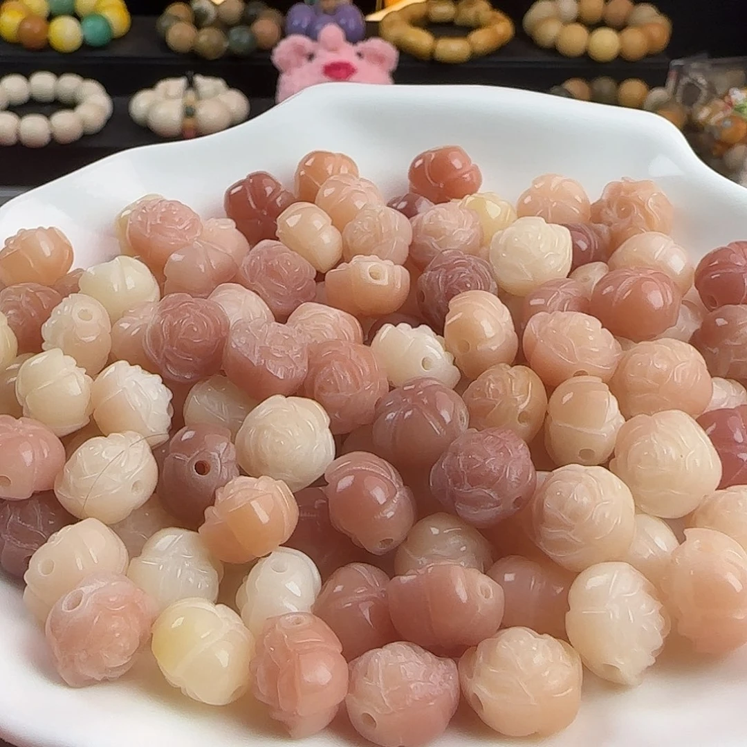 手串菩提根/象牙果卡13粉色山茶花100颗批发