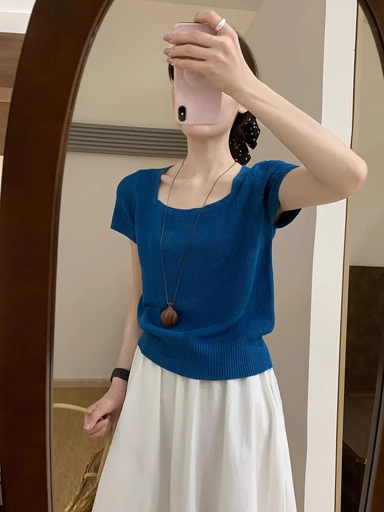 莱赛尔天丝新款韩版修身显瘦上衣T恤女