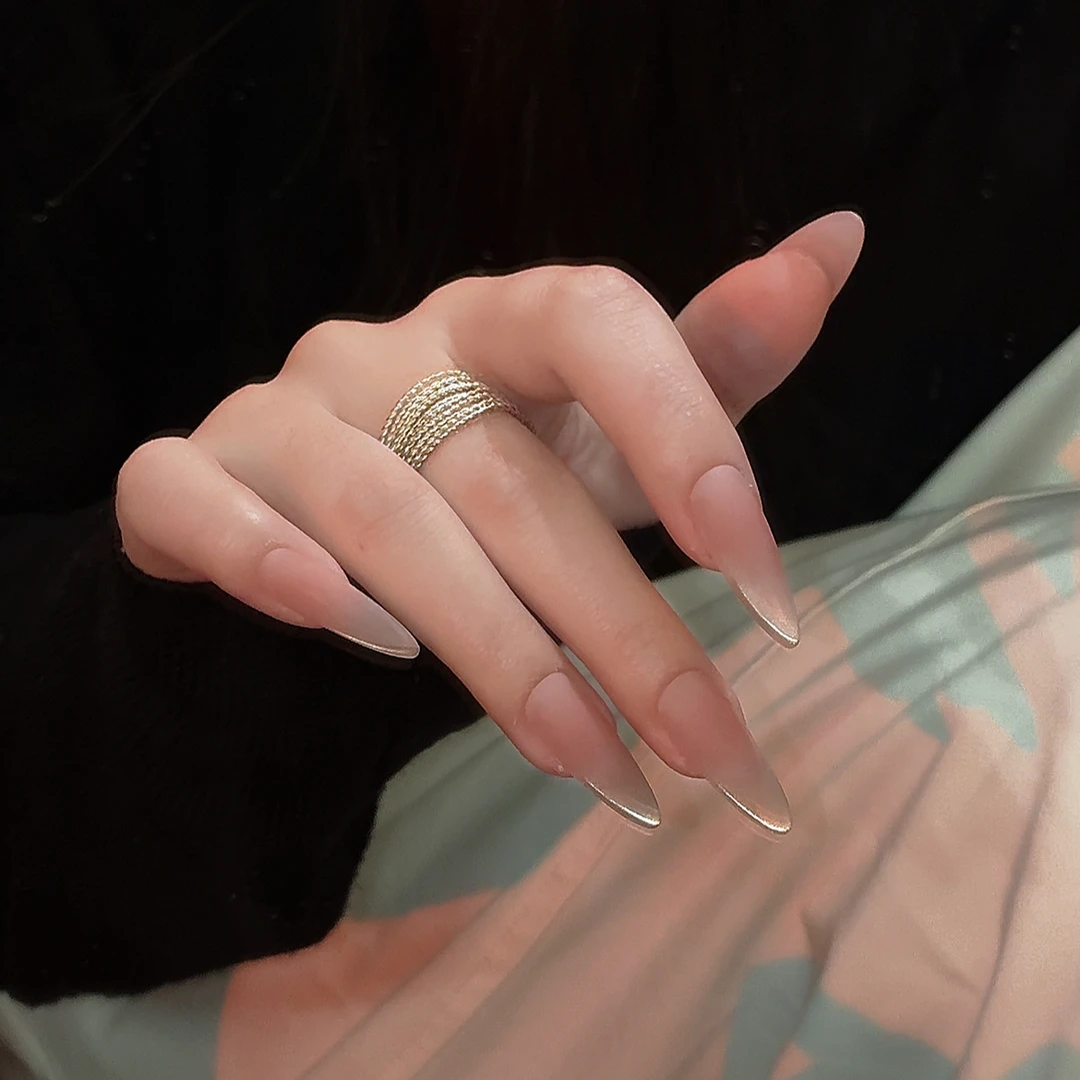 【孤星泪】网红爆款仙女落泪裸色磨砂猫眼高光美甲氛围感设计穿戴甲