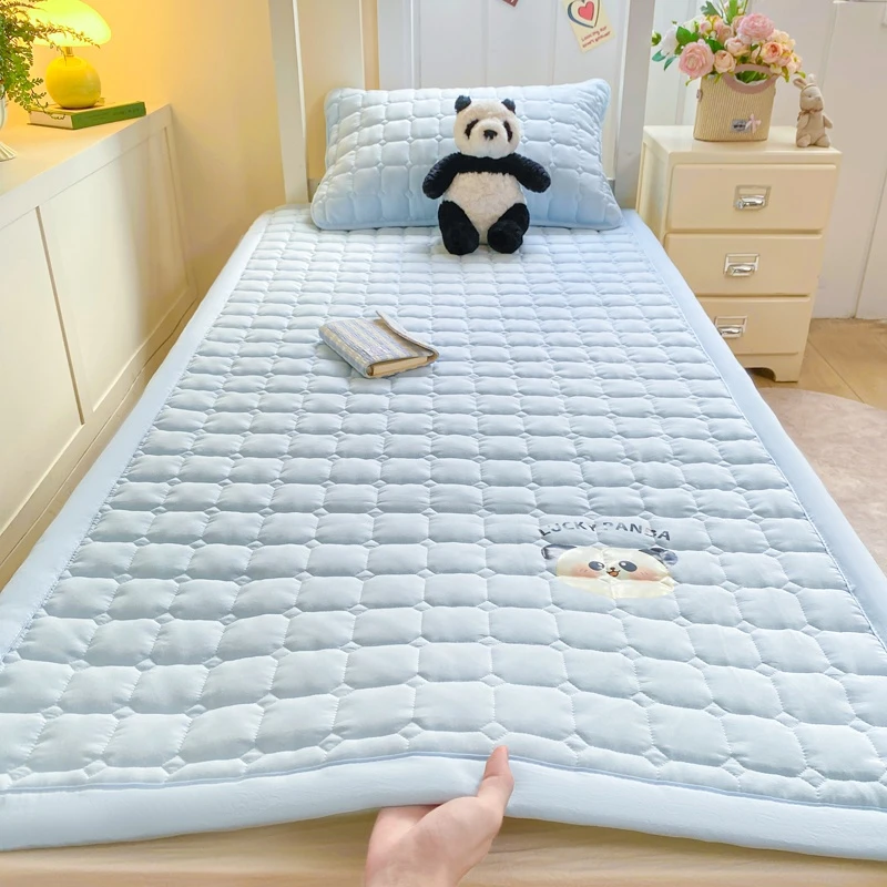 烫画学生宿舍可水洗夹棉床褥薄垫子上下铺纯色床护垫榻榻米学生垫
