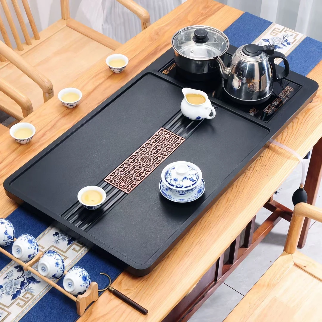 电磁炉专用一体石茶盘干泡台办公室茶桌茶托盘家用简约轻奢茶台