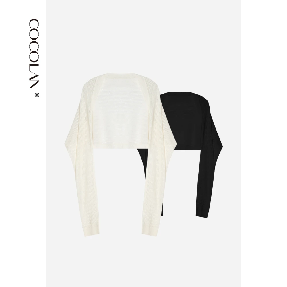 COCOLAN【空灵衫】亚麻天丝夏季外套镂空针织披肩开衫女CL3KS0521