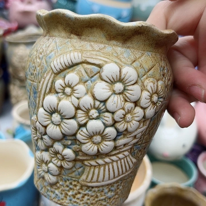 多肉绿植陶瓷花盆9.9包邮，有孔