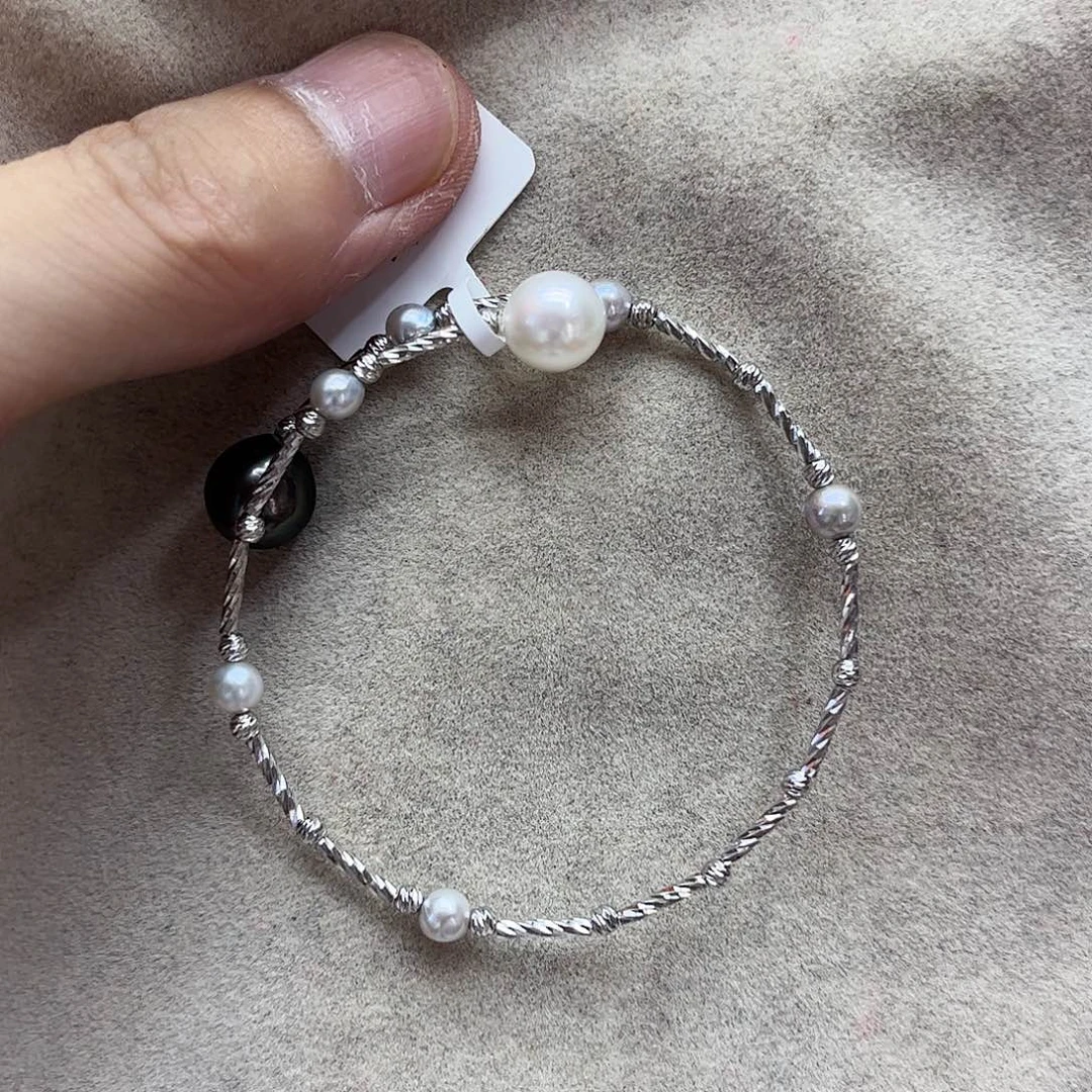 海水珍珠手绳银S925镶嵌