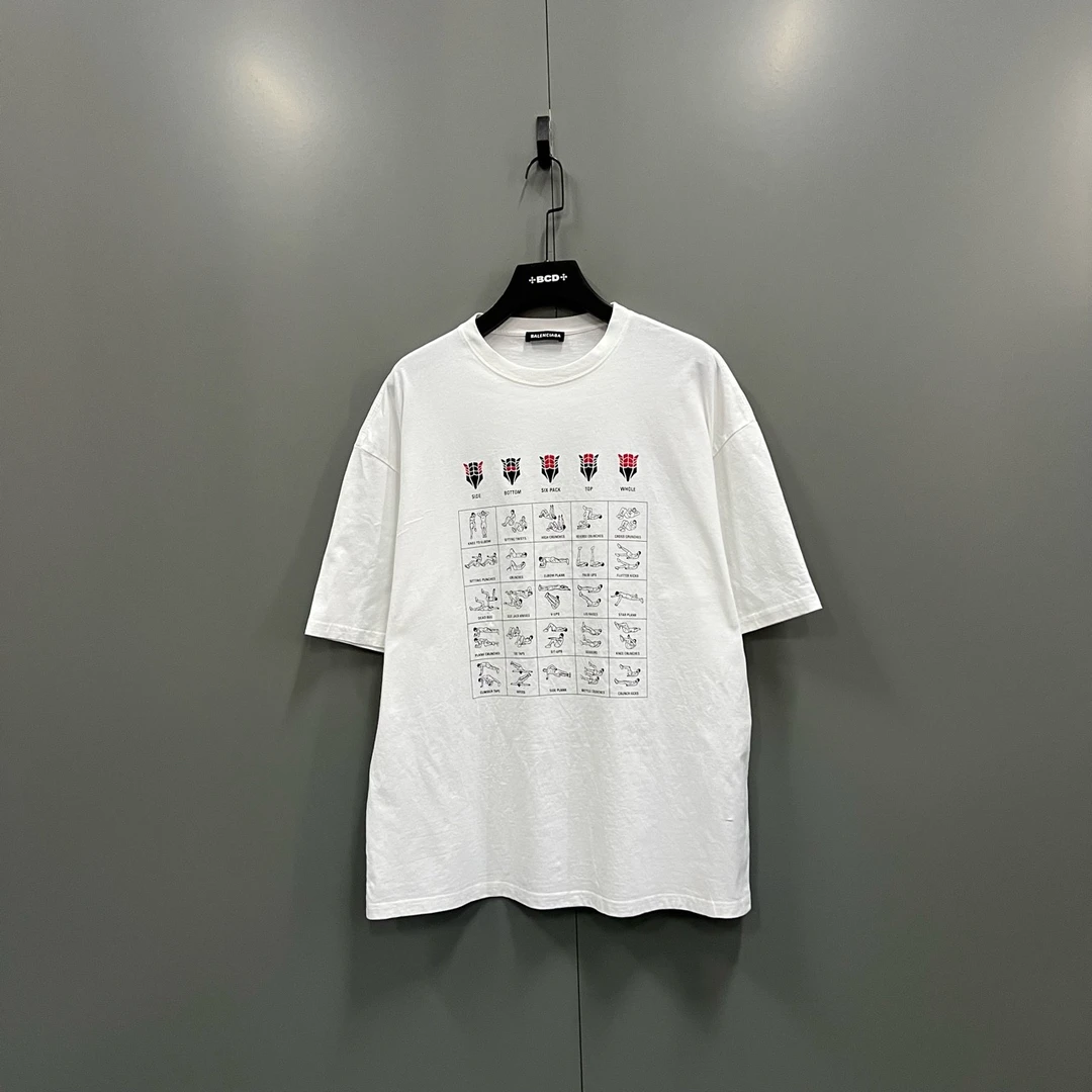 95新 Balenciaga/巴黎世家 q224巴黎世家白色印花短袖L码bc012459