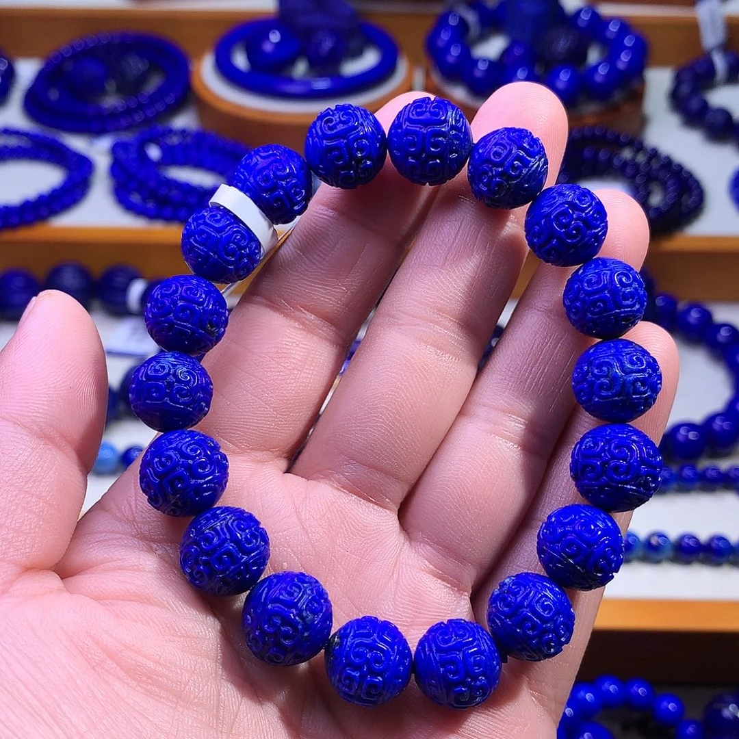 青金石未镶嵌手串11.6m新品捡大漏精工回纹珠3545