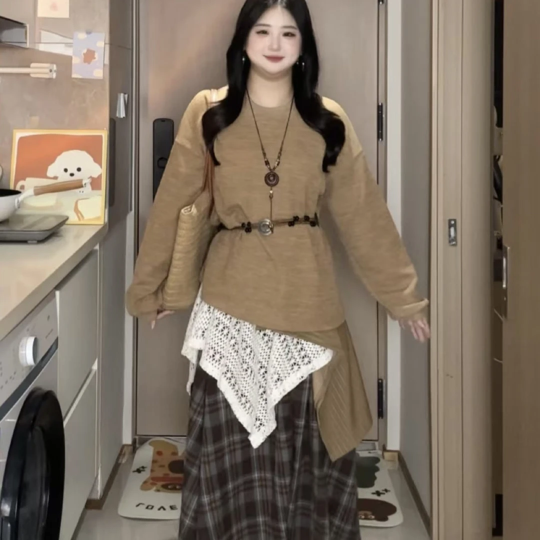 废土风美拉德宽松上衣半身裙两件套秋季新款时尚显瘦套装