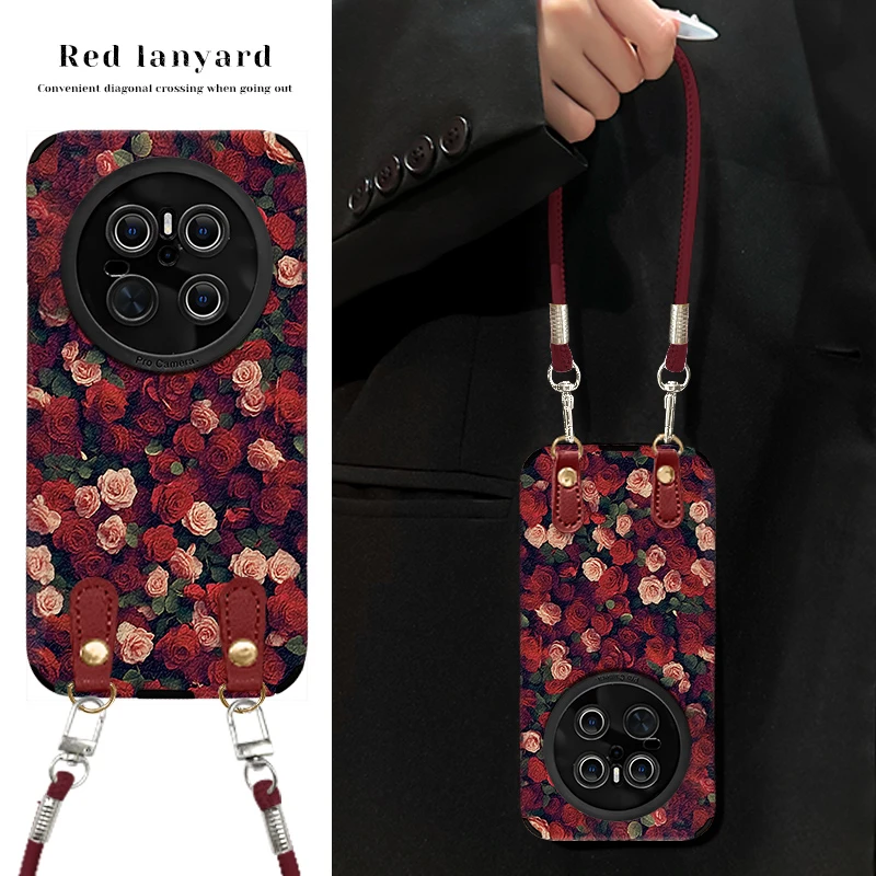 适用华为Mate70手机壳Mate60Pro+红玫瑰50实用数码配件高级感40E