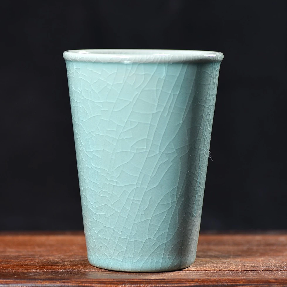 汝瓷手工大可乐杯仿古天青釉开片泡茶主人杯