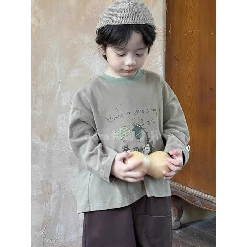 男女童长袖t恤春秋新款韩版儿童卡通印花打底衫宝宝春秋上衣洋气