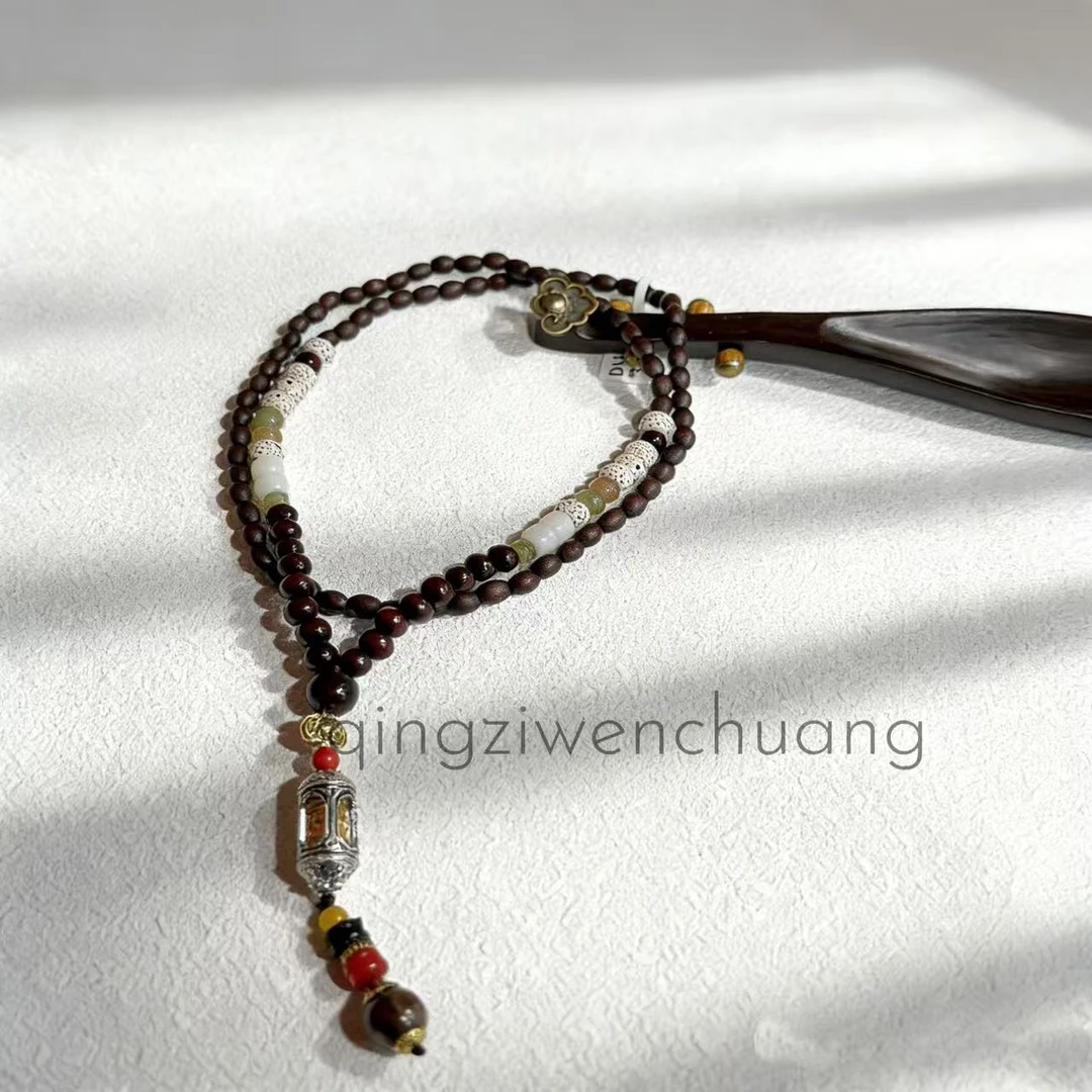 DA 1217-双色箴言花梨木毛衣链（无礼盒）