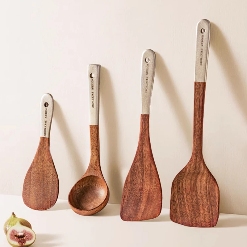 摩登主妇乌檀木锅铲不粘锅专用炒菜铲子家用耐高温炒勺汤勺子木铲