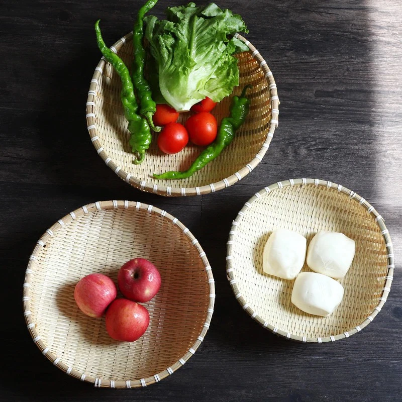 Ｂ天然手工竹编馒头筐三件套25/28/30厘米