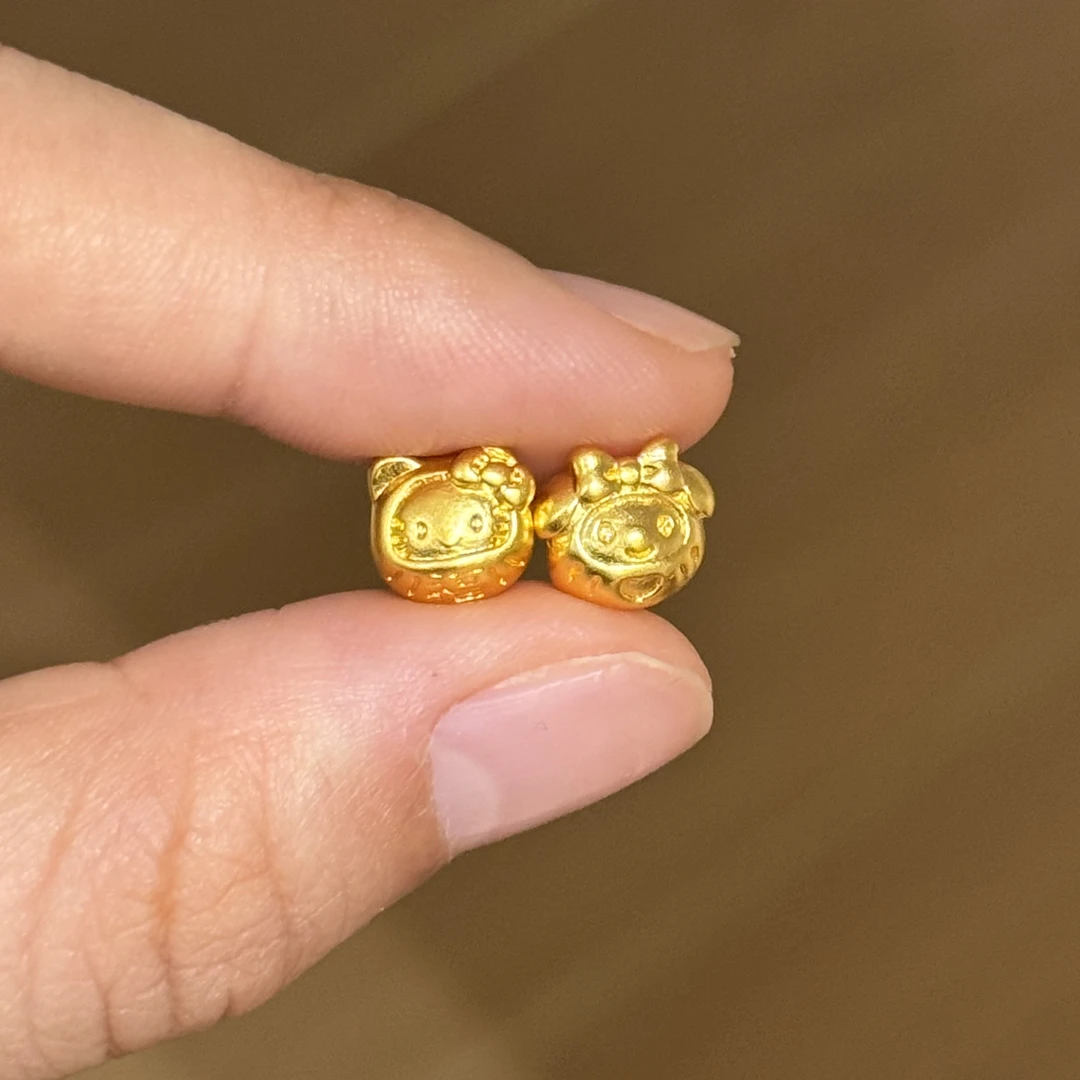贝贝黄金 足金999 达摩kt和达摩美乐蒂 素金 中穿 5D工艺 3342