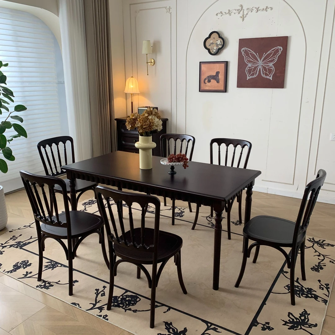 法式复古白蜡木1.6米西餐桌客厅餐厅家用美式长方形简约餐桌