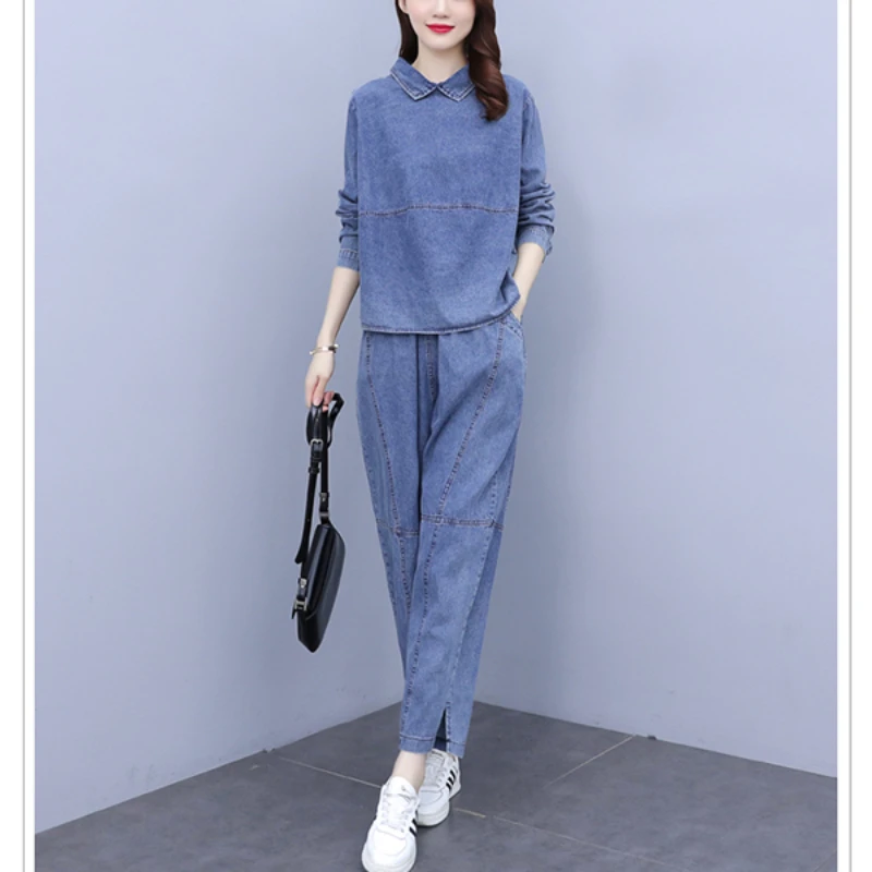 YX#【160斤可穿】洋气牛仔套装2025新款时尚显瘦两件套DY5977