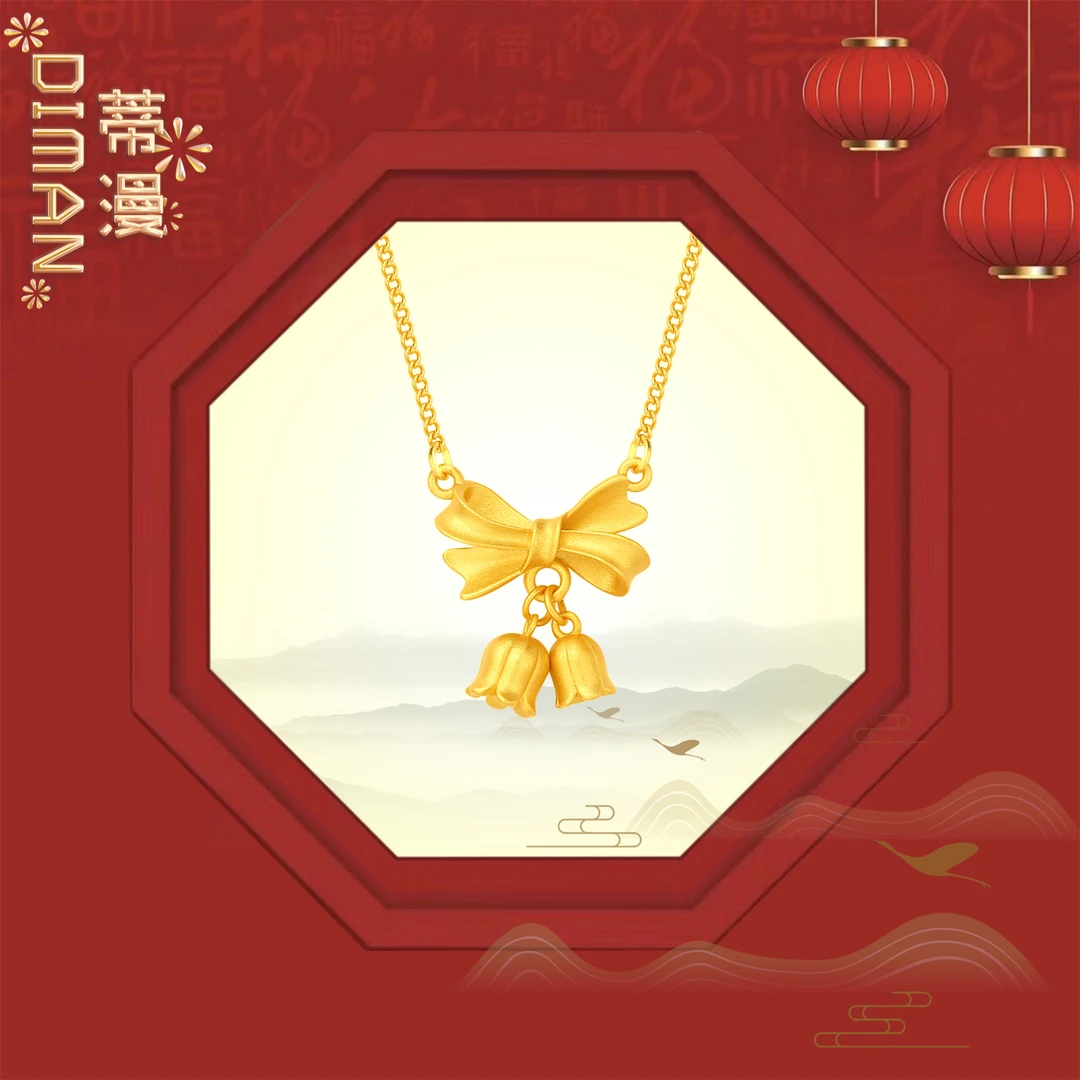 铃兰花吊坠超仙蝴蝶结项链女ins网红设计感锁骨链