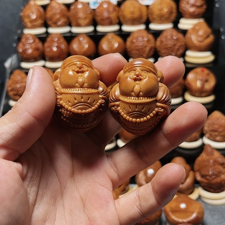 橄榄核把件嘟嘟财神通尺一对001