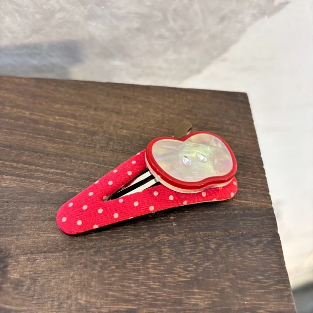 苹果波点红发夹FJ1274（一个）