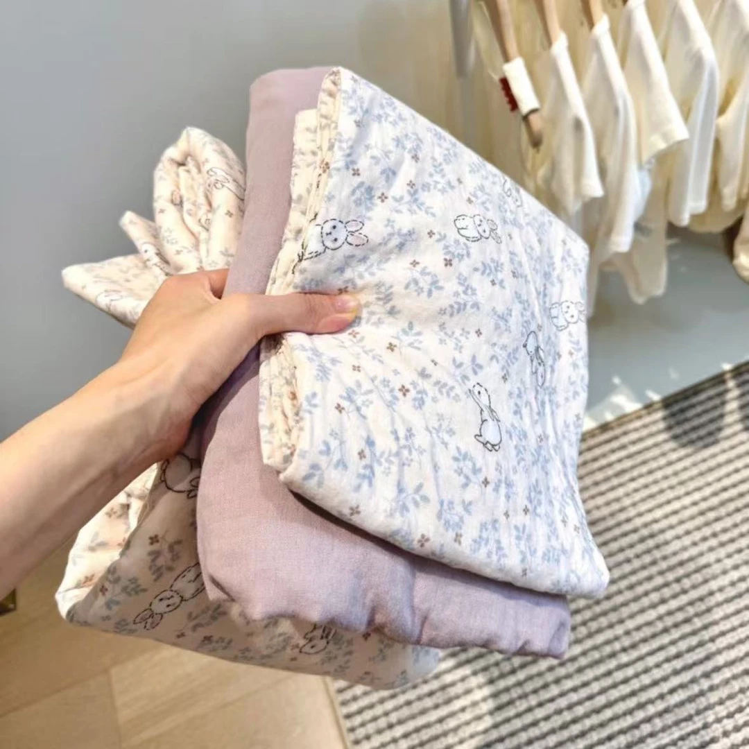 ins母婴超柔亲肤被罩床上四件套被套床单非全棉纯棉双层纱三件套