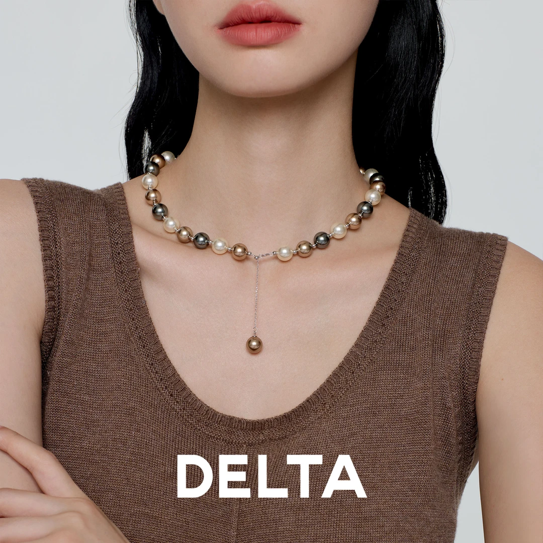 DELTA 坠链均925银仿珍珠 夜境·珍珠项链混彩锁骨毛衣链小众轻奢