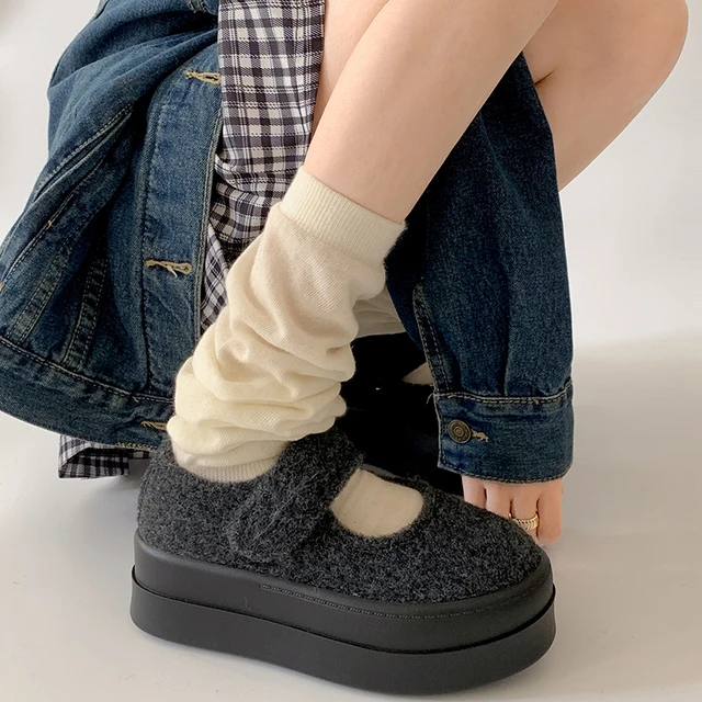 百丽官方南在南方圆头厚底棉鞋女款2025新款秋冬加绒增高百搭玛丽