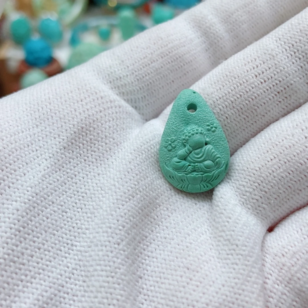 绿松石未镶嵌无相佛侧挂