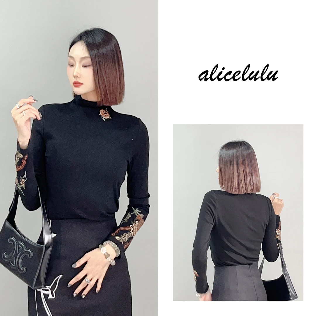 4[alicelulu]] “清丽脱俗”衬衫 清雅刺绣 恰到好处 S2140498L