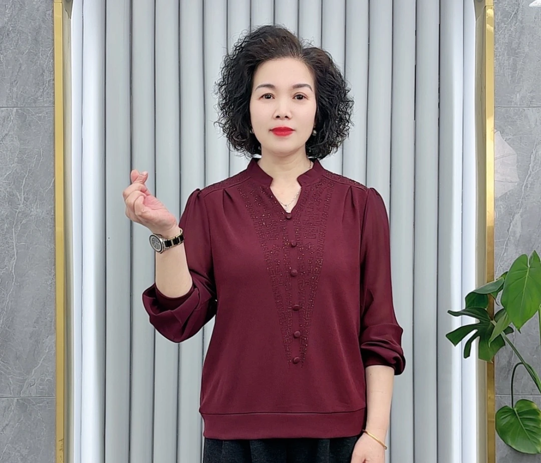 2025春季新款时尚洋气百搭气质减龄显瘦长袖中老年妈妈装上衣女