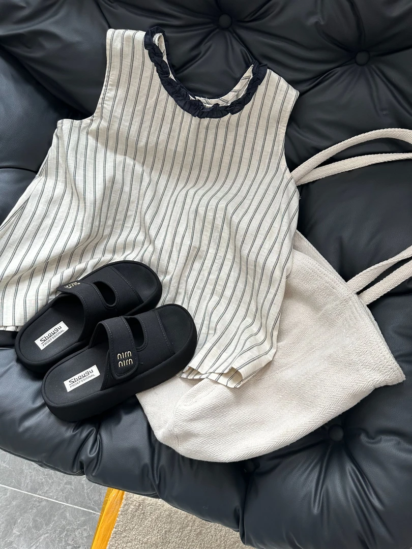 【木木MUMU】衣长60 夏季花边条纹衫 二零8698