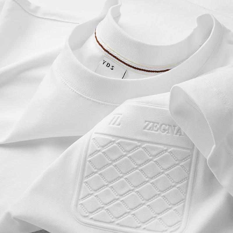 高级感欧洲站凉感男士短袖t恤夏季2025新款宽松圆领大码体恤衫潮