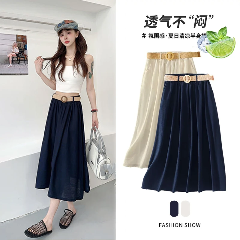 【含腰带】藏肉神器！波西米亚风~！高腰垂感半身裙~！