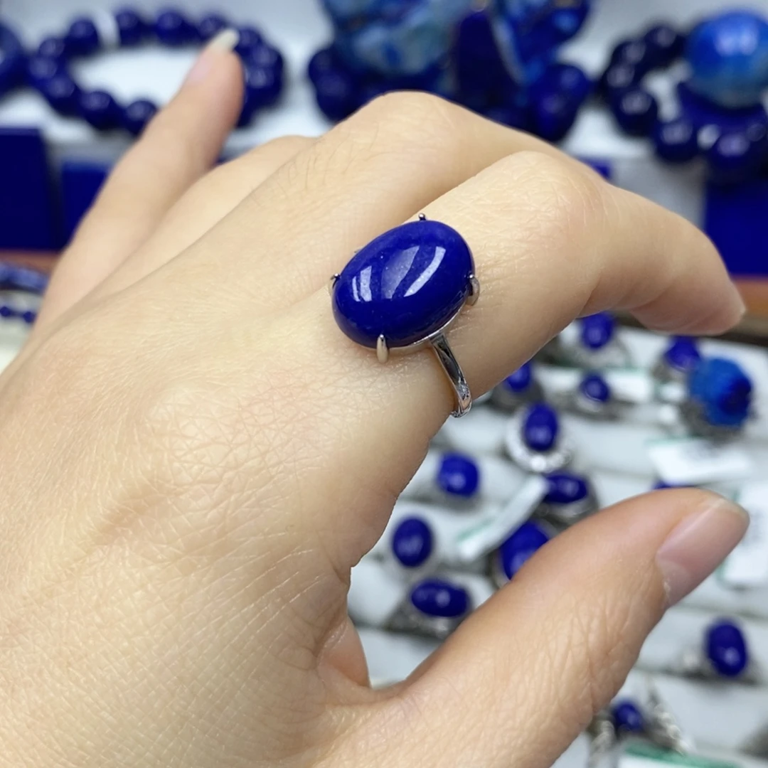 青金石戒指银S925镶嵌
