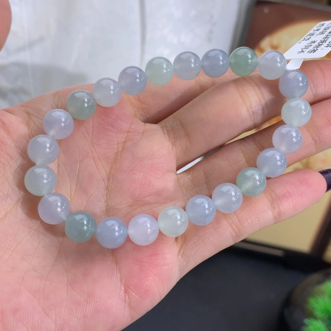 翡翠未镶嵌手串卡8冰胶马卡龙手串