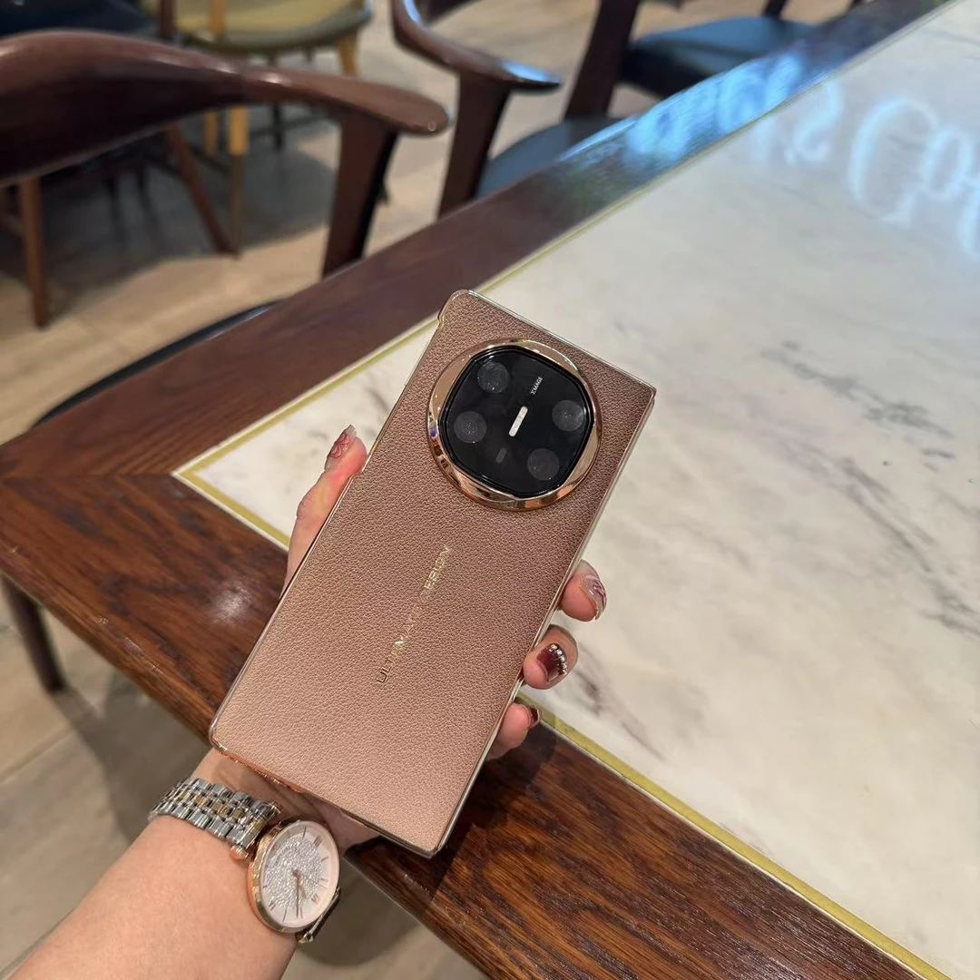 适用于华为Matex7/x6/X5搭配渐变纯皮电镀边折叠手机壳Matex7