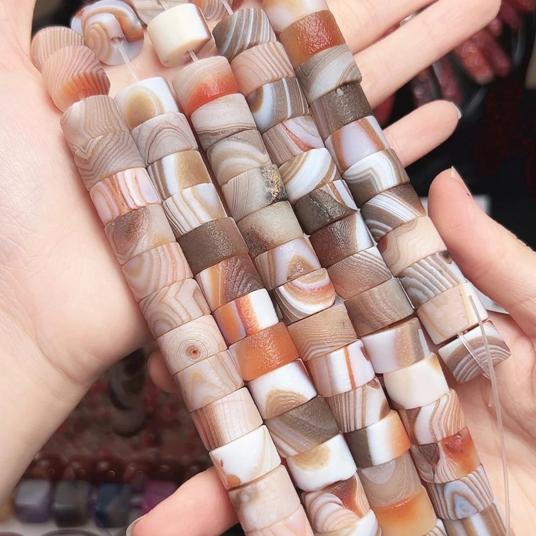 玛瑙/玉髓合金珠宝半成品x392。磨砂缠丝玛瑙隔片一条14mm