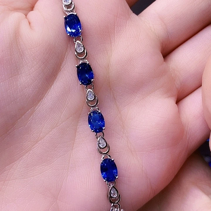 手链银S925镶嵌蓝宝石