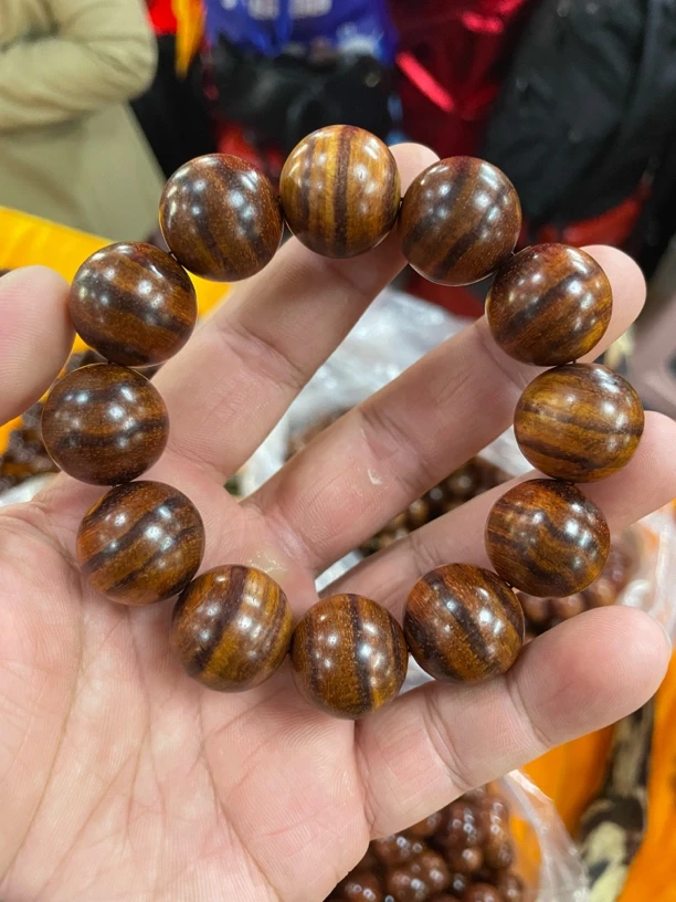 海南黄花梨新干料黑金线手串2.0单圈