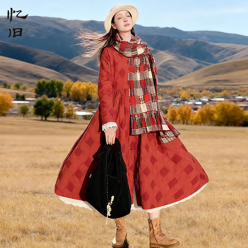 【橘子方糖】复古浪漫橘色中长款圆领风衣收腰减龄女士秋冬季外套