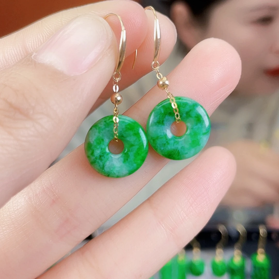 翡翠18K金镶嵌耳饰