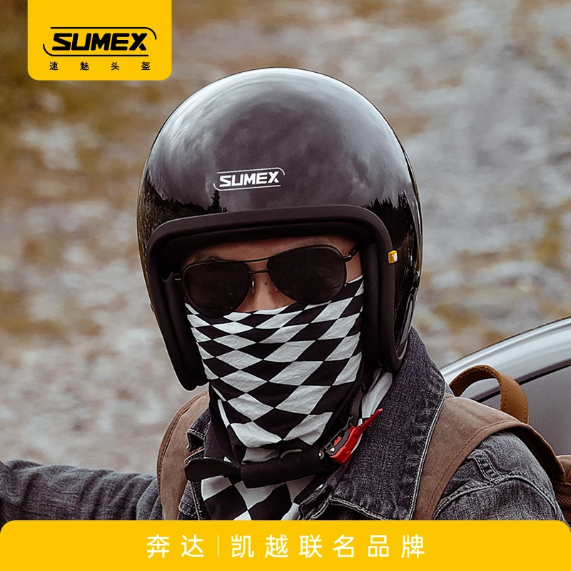SUMEX速魅修罗摩托车电动车3C复古3/4盔半盔头盔