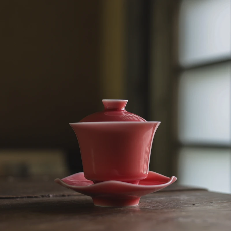 阿茶 豇豆红-黄丽君-初见盖碗（X8153）