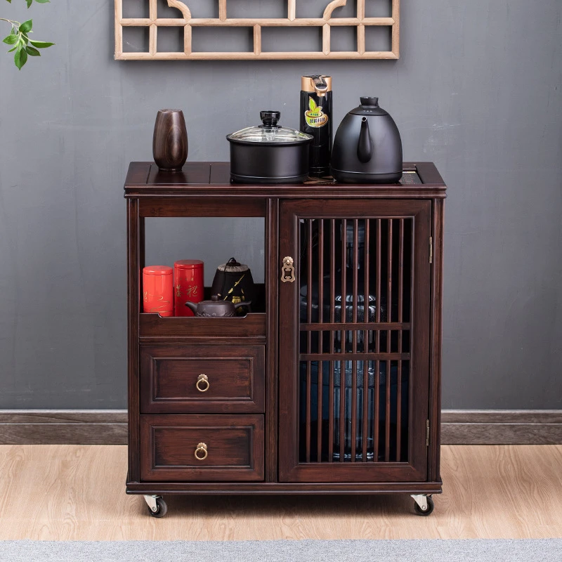 【仿古】移动茶车家用茶台客厅中式茶边柜一体小型移动茶水柜餐边柜