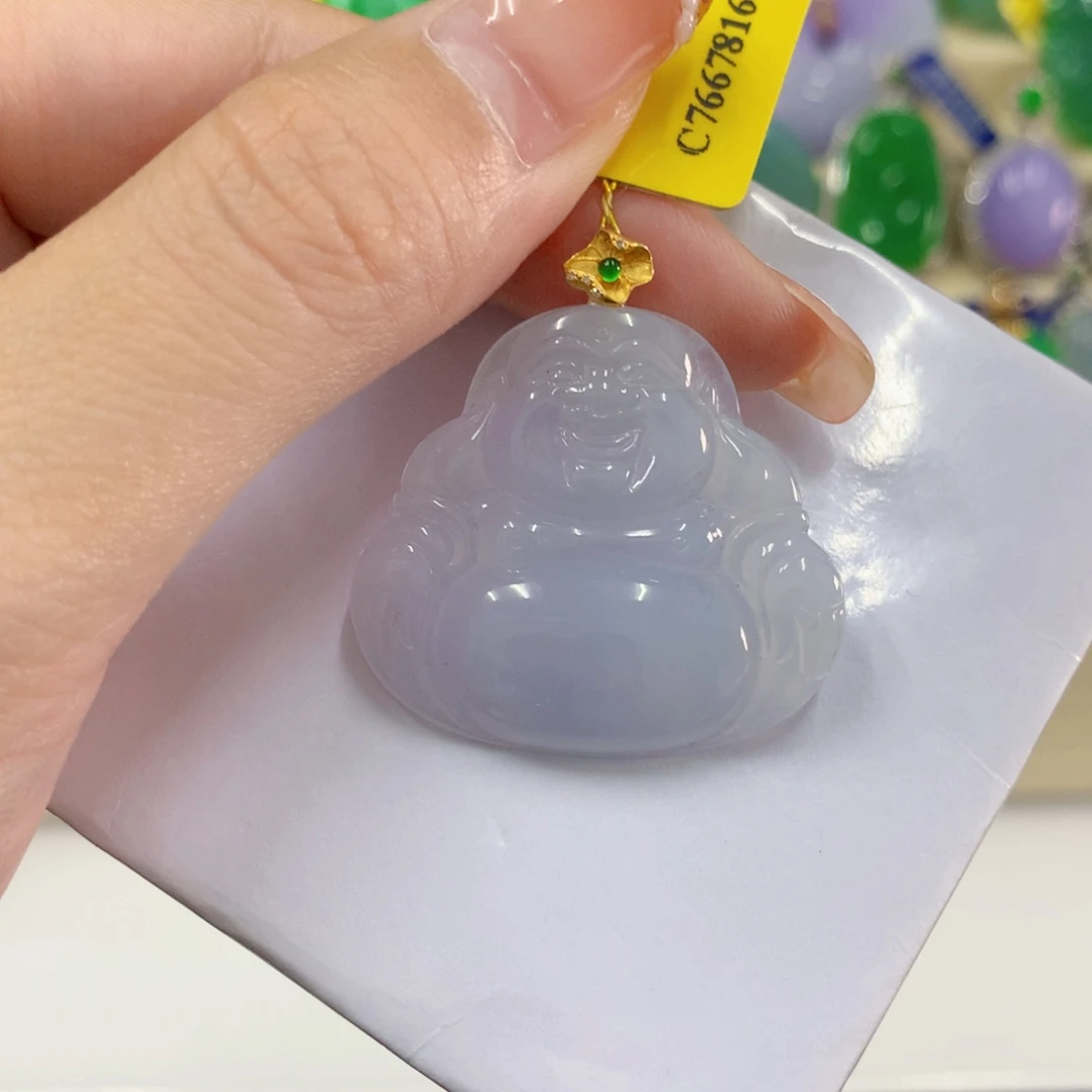 吊坠(不含链)18K金镶嵌翡翠