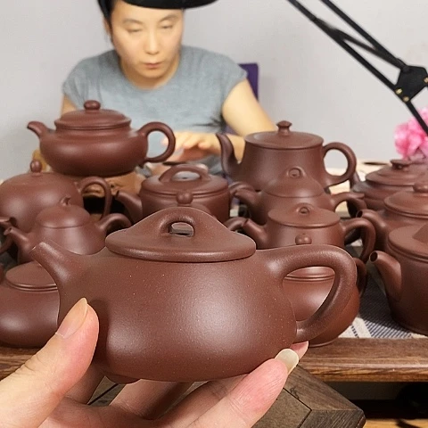茶壶紫砂用****3微瑕景舟石瓢原矿紫泥约200cc