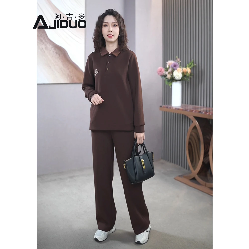 休闲运动加绒套装女2025年秋冬季时尚减龄显瘦卫衣直筒裤两件套