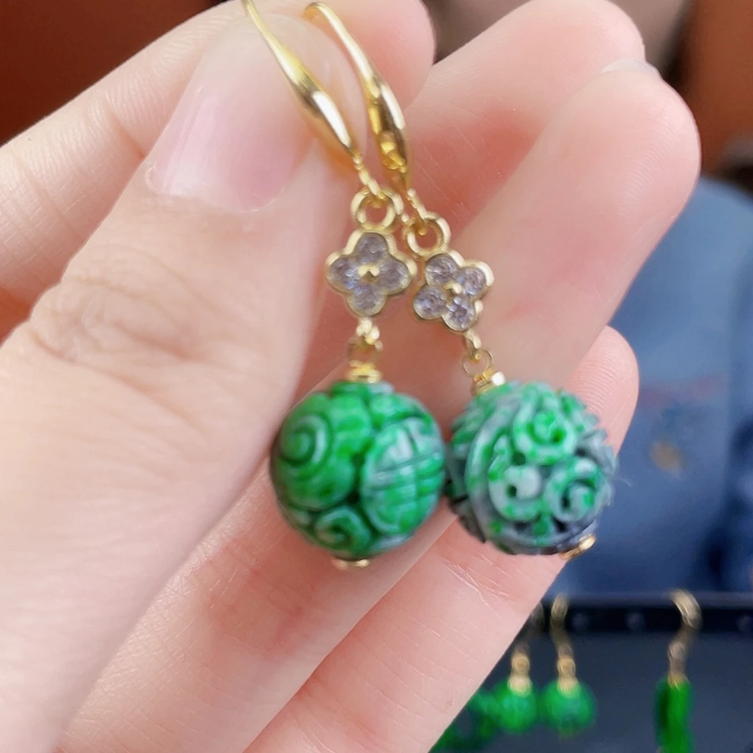 翡翠未镶嵌耳饰饰品