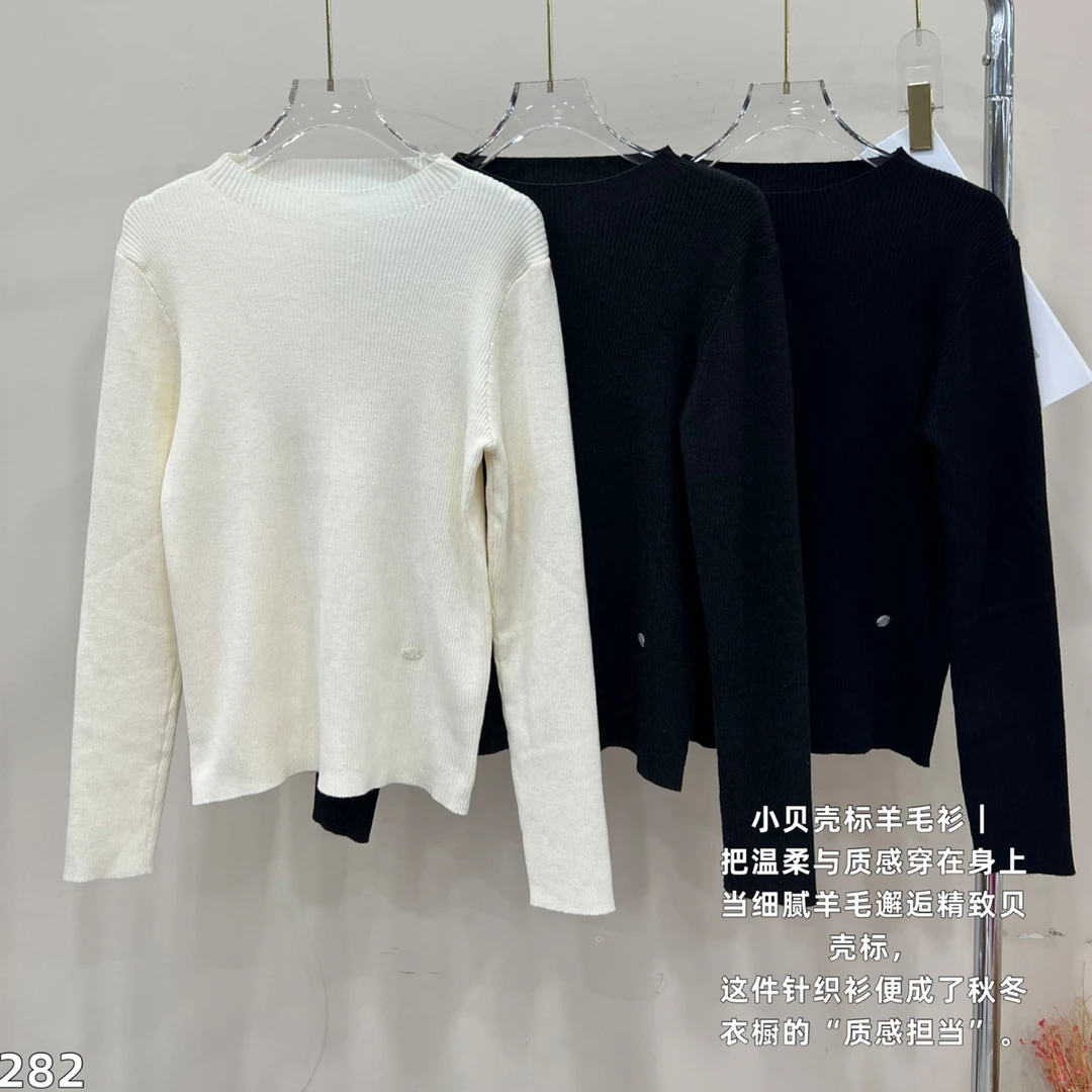 烟管领极简修身羊毛针织打底衫282