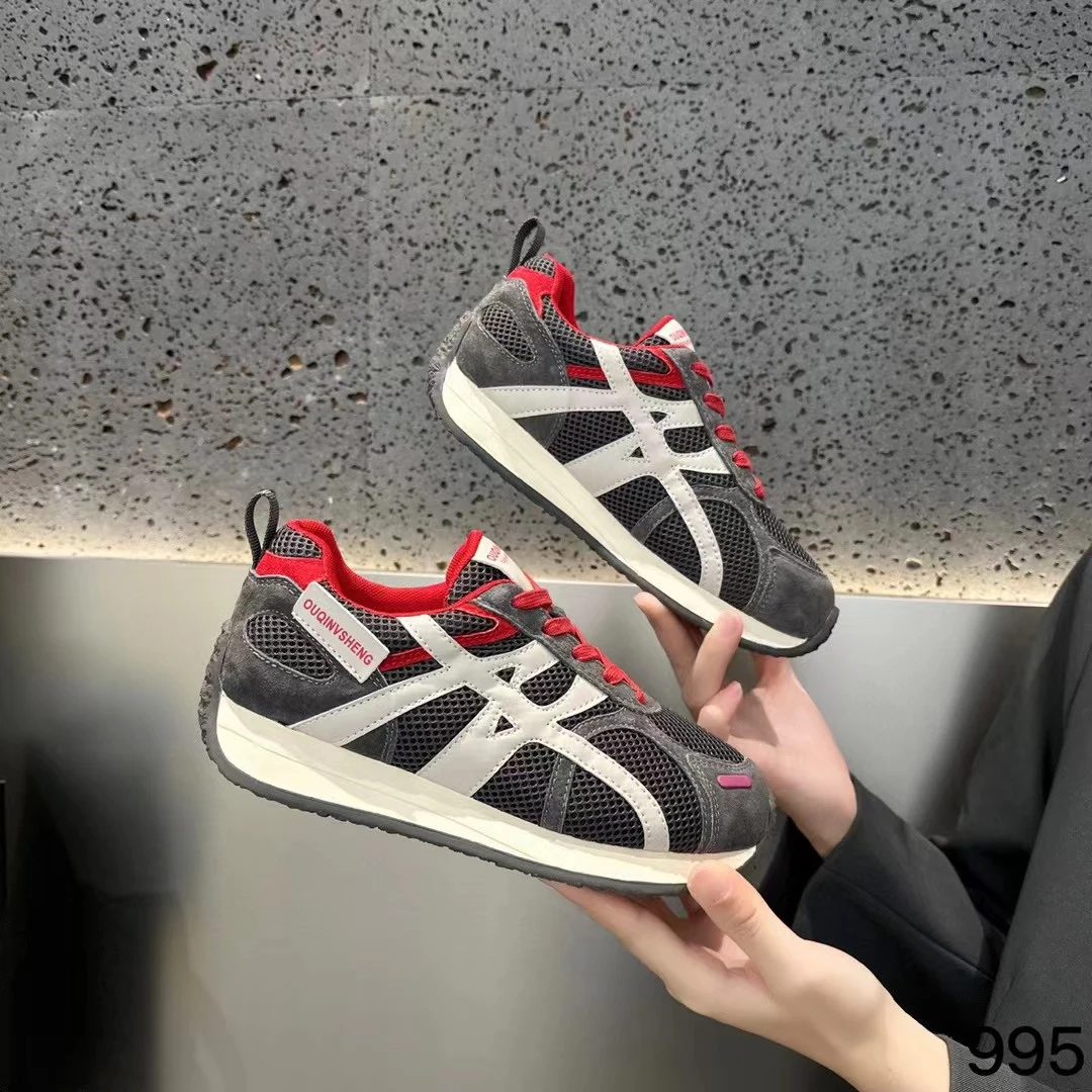 2025秋季爆款真皮女鞋时尚潮流休闲鞋透气德训鞋时尚休闲鞋运动鞋