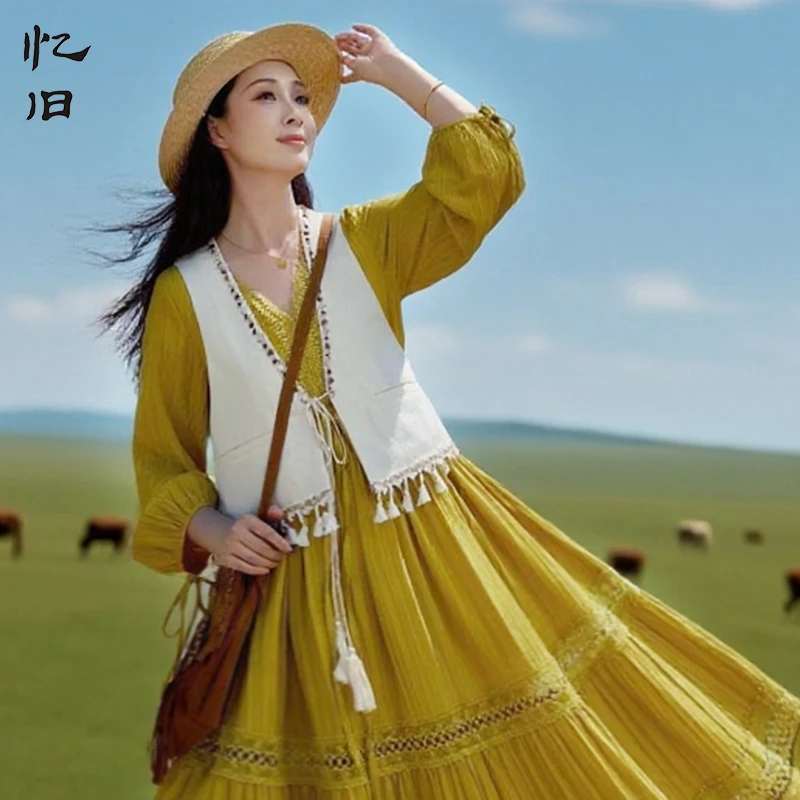 【随行记】文艺马甲夏季女外搭坎肩2025新款流苏百搭纯色短款马夹